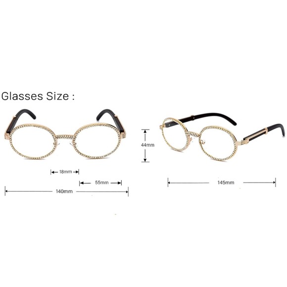 Eye Glasses Round Frame Gold Clear Lens Fashion Eyewear Party Music Festival Ice - Picture 4 of 5